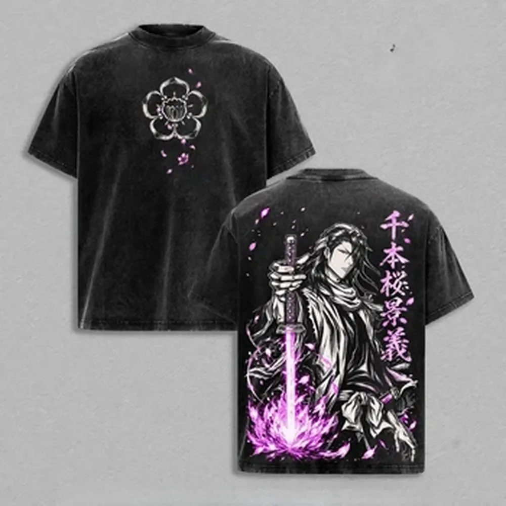 Vintage Summer Clothing Men - Kuchiki Byakuya BLEACH T-shirt Anime Vintage
