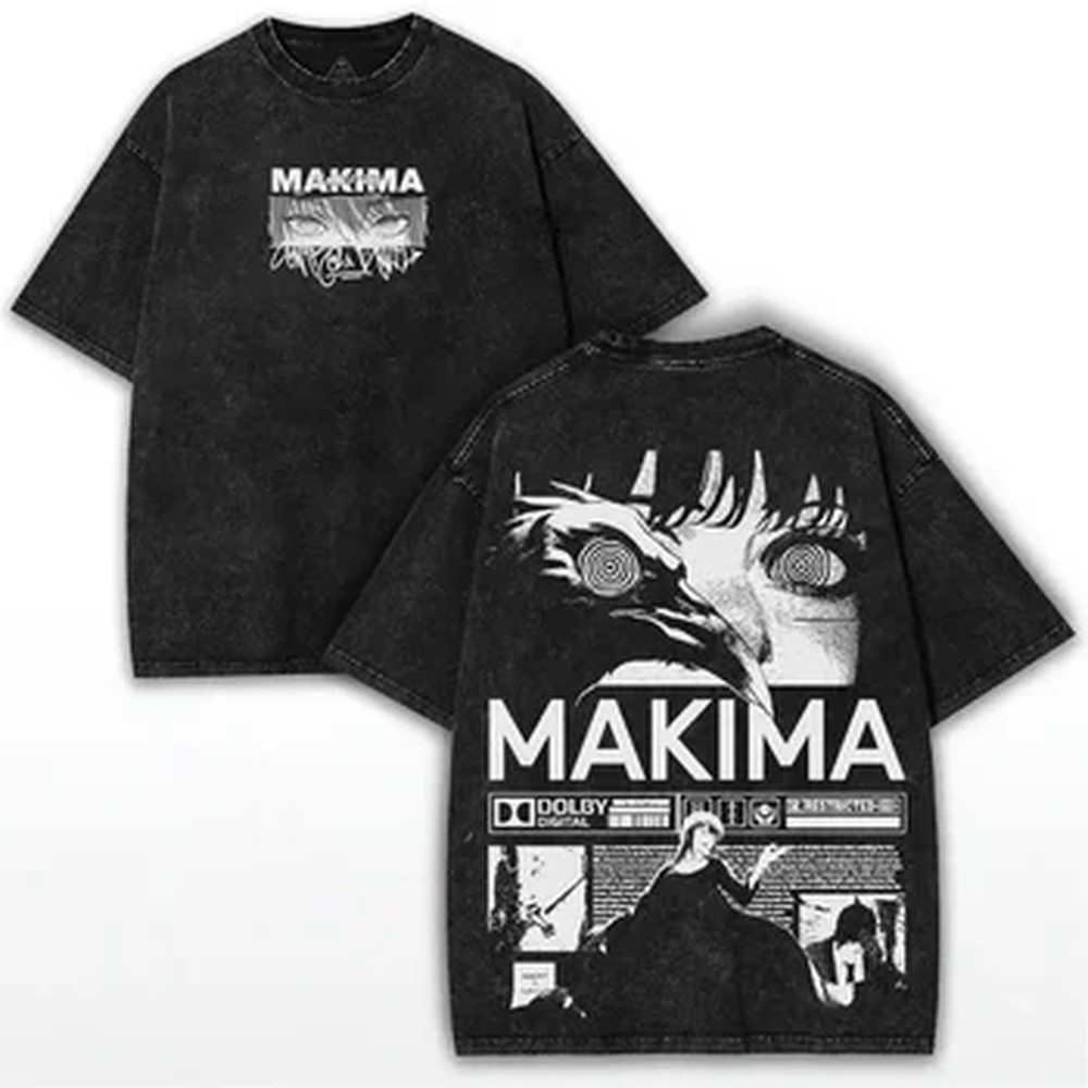 Vintage Summer Clothing Men - Chainsaw Man Makima Manga T-shirt Mannen