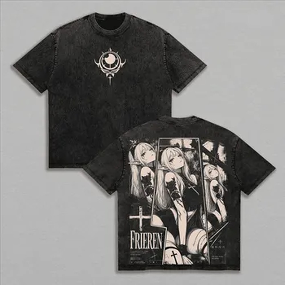 Vintage Summer Clothing Men - Mode Y2k Frieren T-shirt Manga Gedrukt