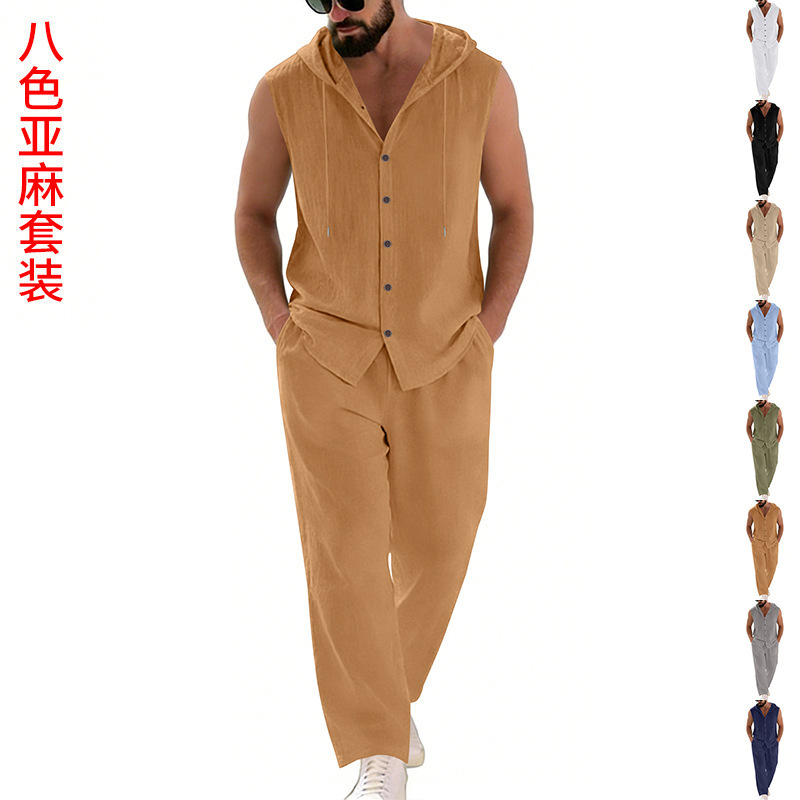 Summer Clothing Us - Casual linnen pak voor heren, trui