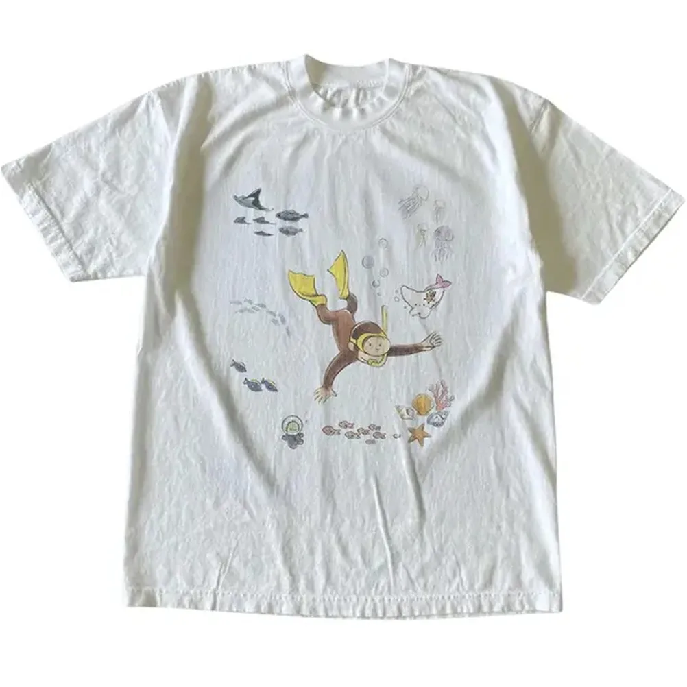 Summer Grunge Clothing - Curious George Underwater T-shirt, Animal Tee,