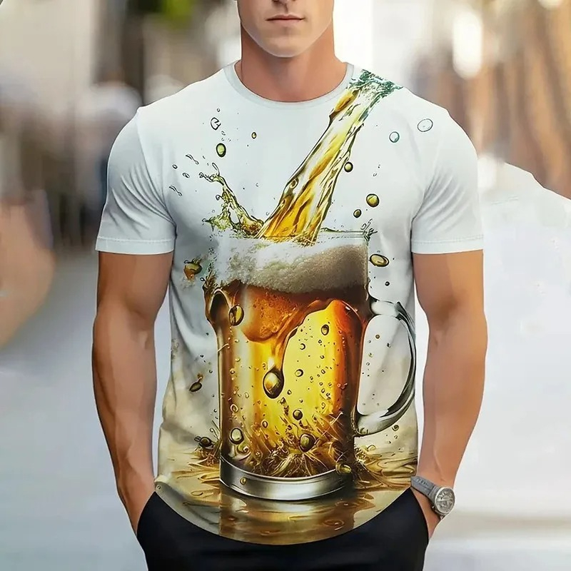 Summer Clothing Men 2025 - 2025 Heren T-Shirt 3D Geprint Bier