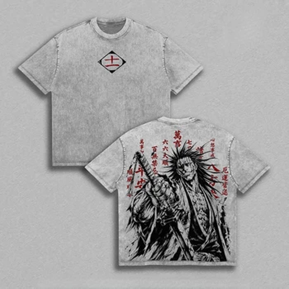 Vintage Summer Clothing Men - Zaraki Kenpachi BLEACH Anime T-shirt Vintage