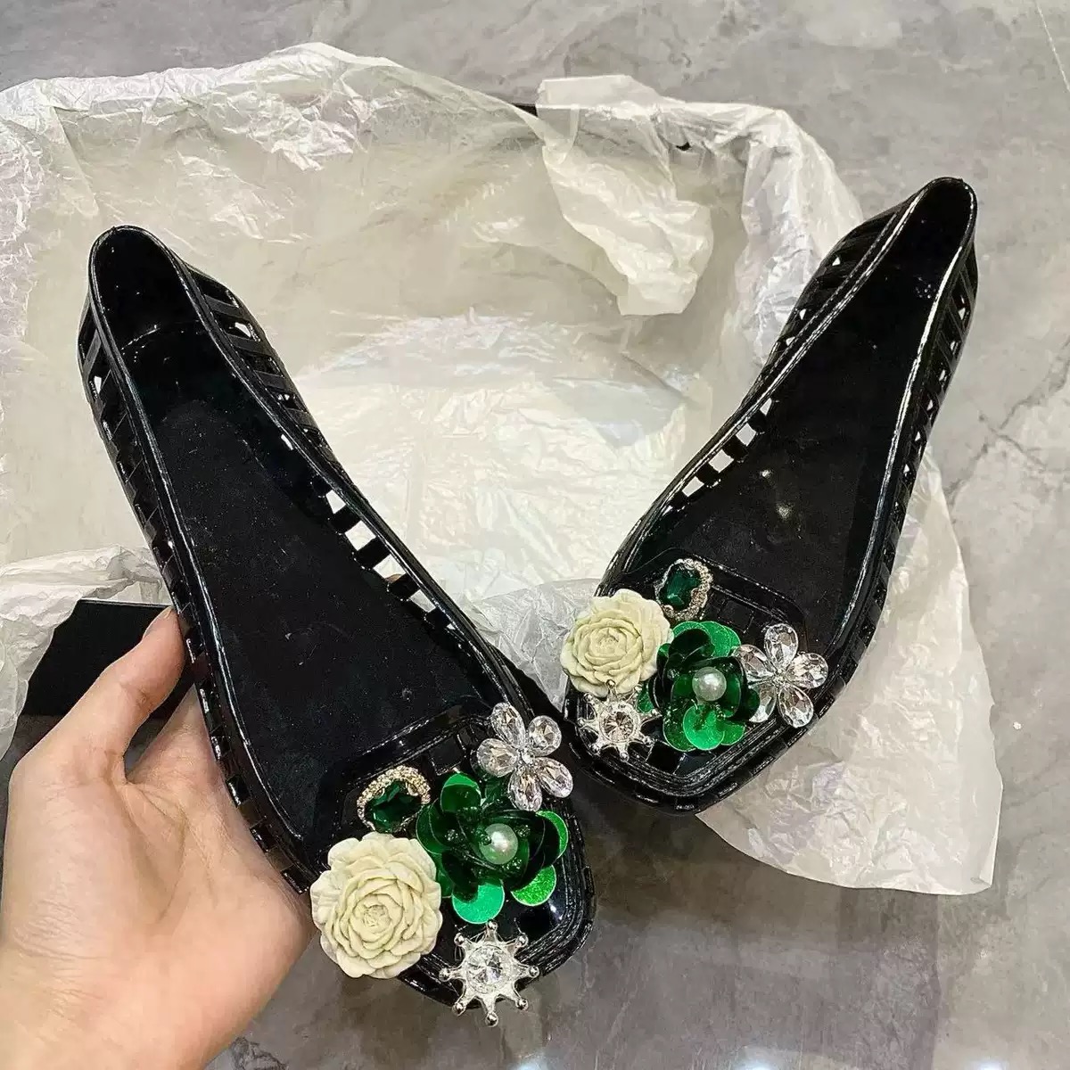 Luxe grote strass bloemenpaill - Summer Clothing Korea recensie en prijs