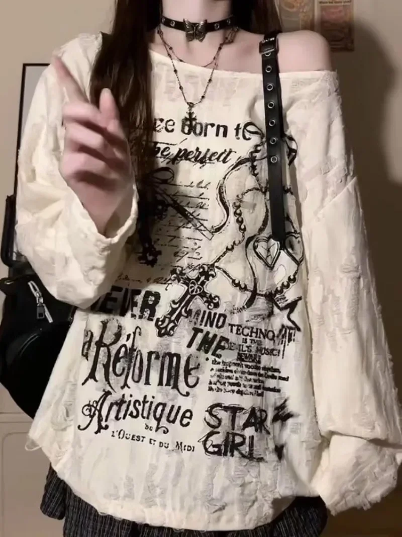 Grunge Gothic Off Schouder Gra - Summer Grunge Clothing recensie en prijs