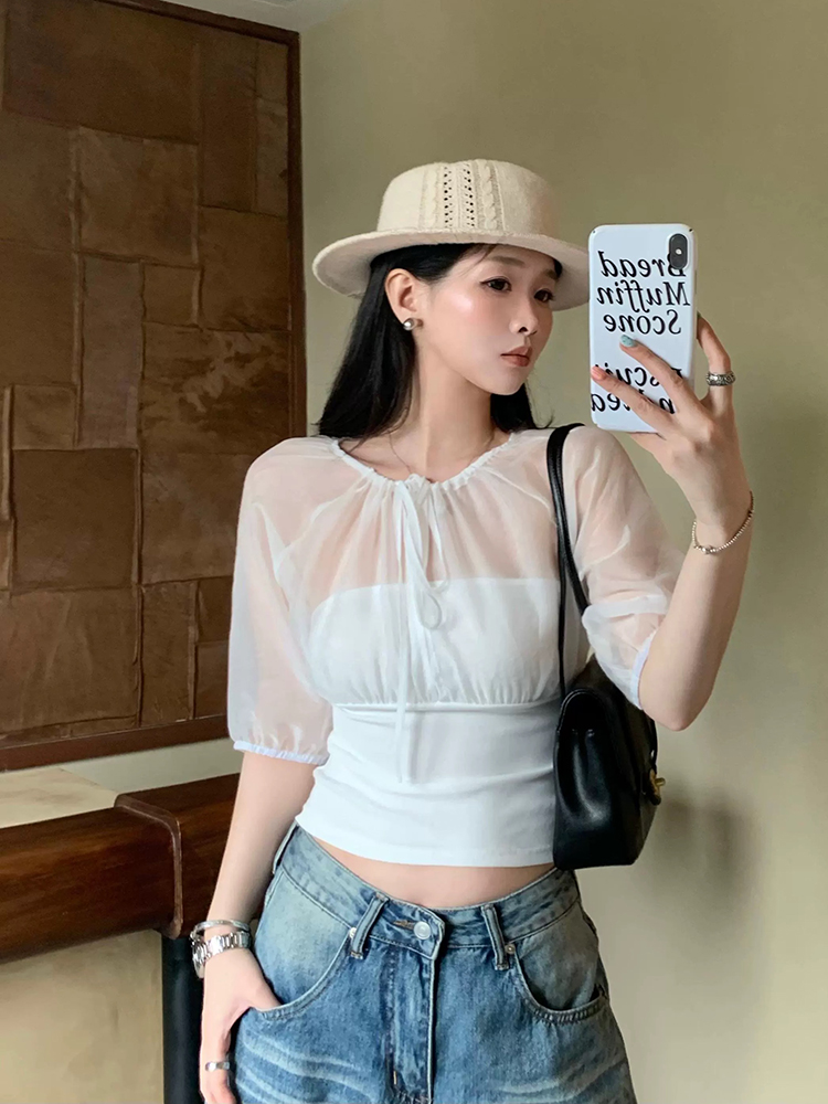 Top met zijden panelen en half - Summer Clothing Us recensie en prijs