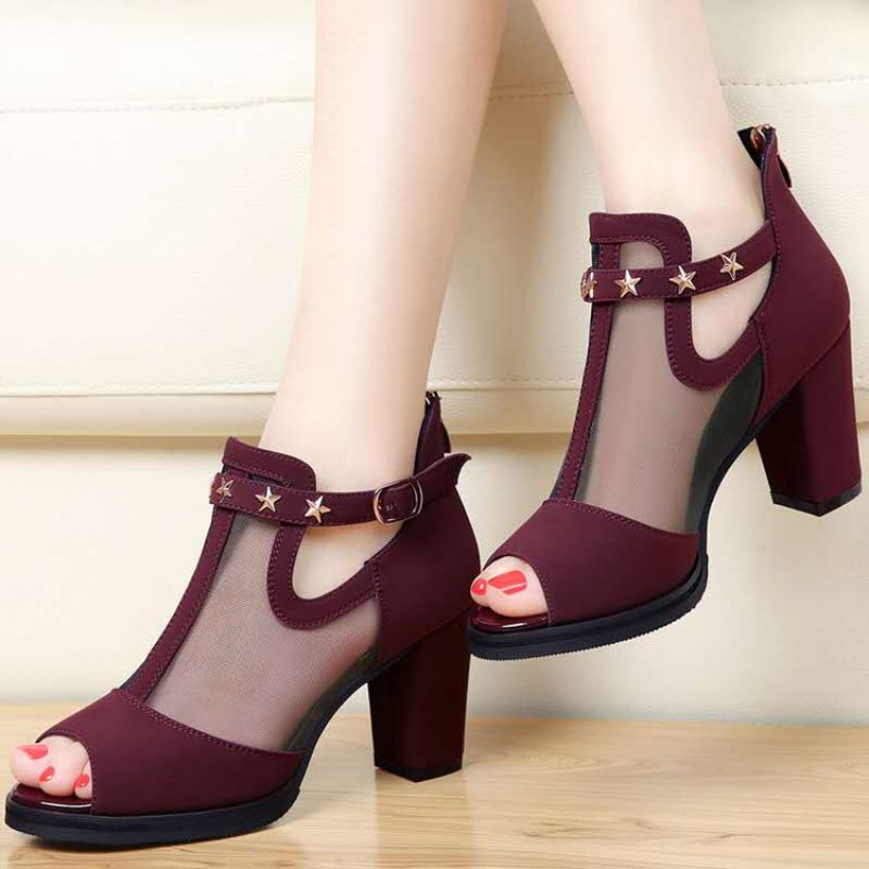 Mesh peeptoe blokhakken dames  - Summer Clothing Korea recensie en prijs